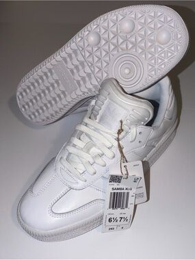 adidas White Leather Samba XLG Low-Top Sneakers